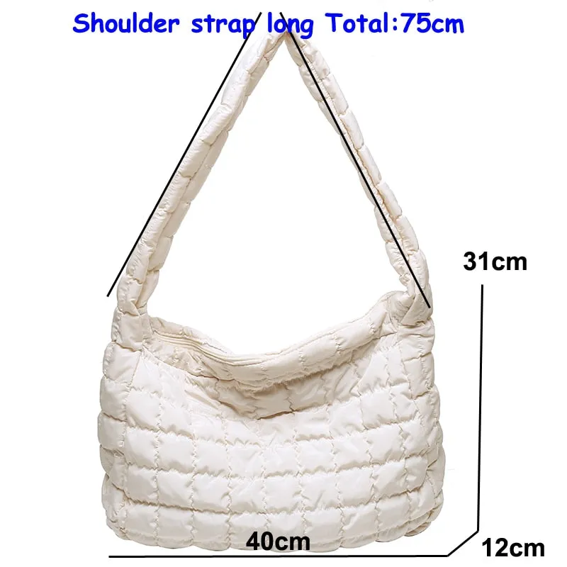2022 New Winter Soft Down Fabric Shoulder Bag Branded Quality Women's Designer Big Capacity Underarm Pack Large Female Purses