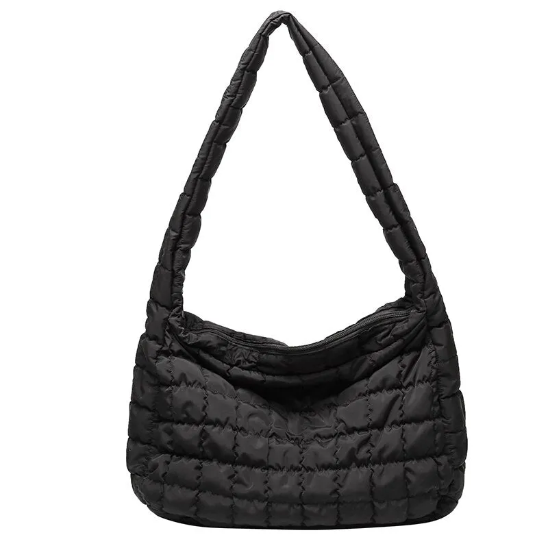 2022 New Winter Soft Down Fabric Shoulder Bag Branded Quality Women's Designer Big Capacity Underarm Pack Large Female Purses