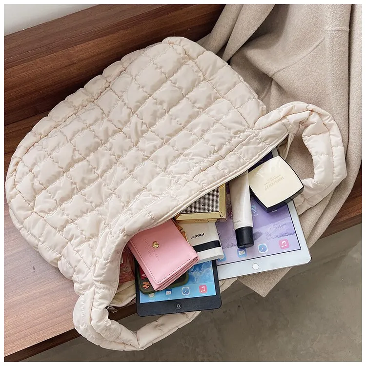 2022 New Winter Soft Down Fabric Shoulder Bag Branded Quality Women's Designer Big Capacity Underarm Pack Large Female Purses