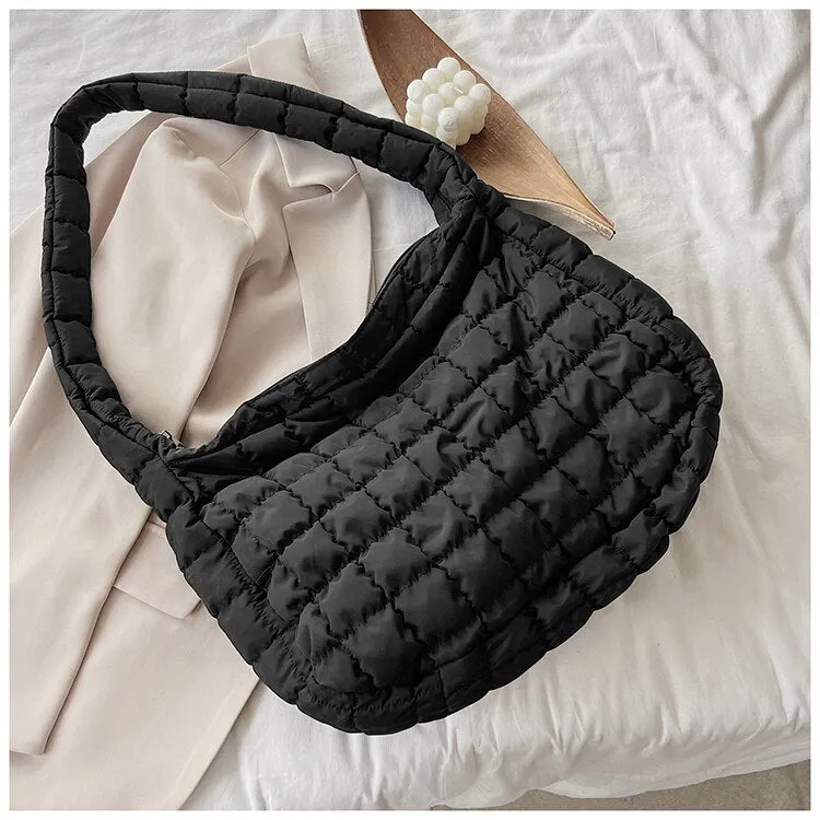 2022 New Winter Soft Down Fabric Shoulder Bag Branded Quality Women's Designer Big Capacity Underarm Pack Large Female Purses