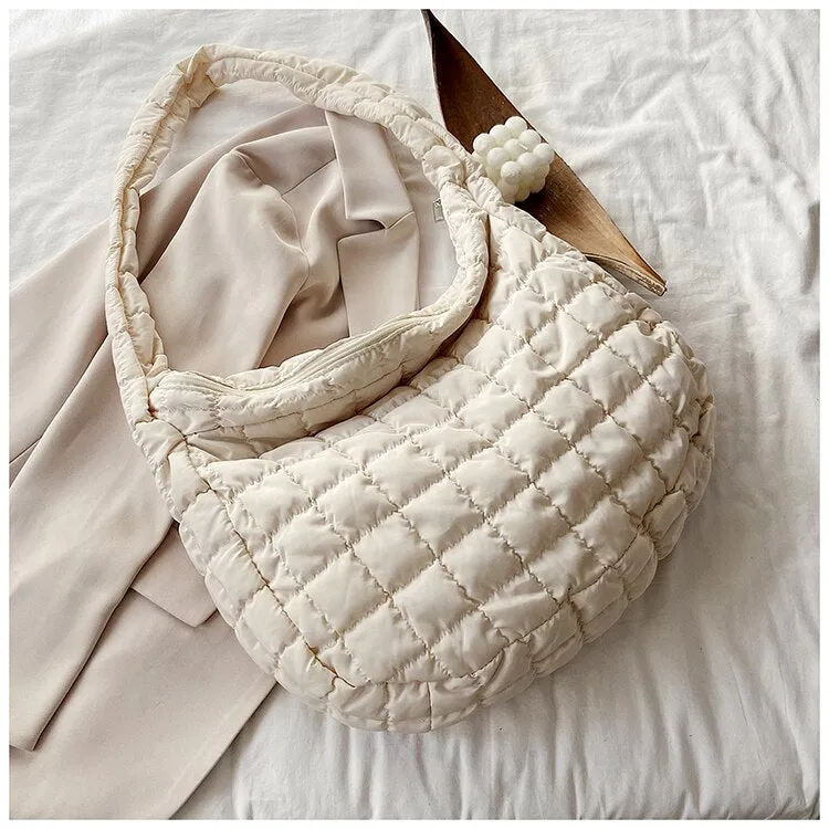 2022 New Winter Soft Down Fabric Shoulder Bag Branded Quality Women's Designer Big Capacity Underarm Pack Large Female Purses