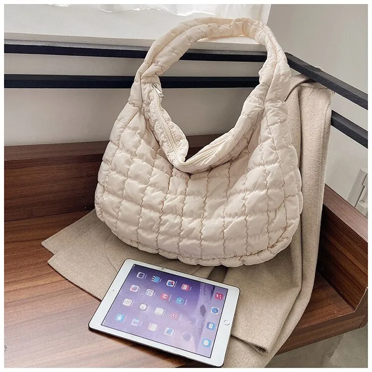2022 New Winter Soft Down Fabric Shoulder Bag Branded Quality Women's Designer Big Capacity Underarm Pack Large Female Purses