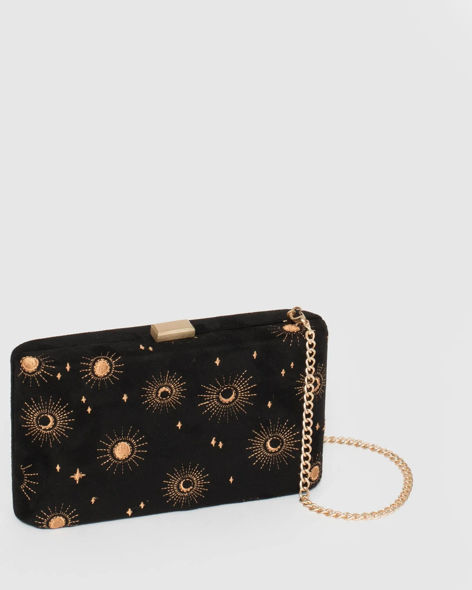 Black Annalise Embroidered Clutch Bag