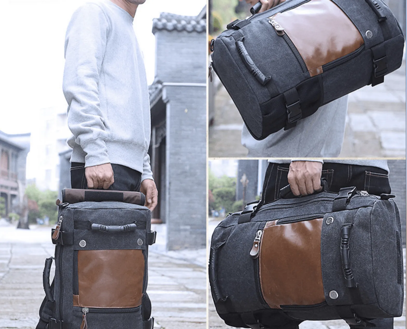 Canvas Backpack with Multiple Pockets