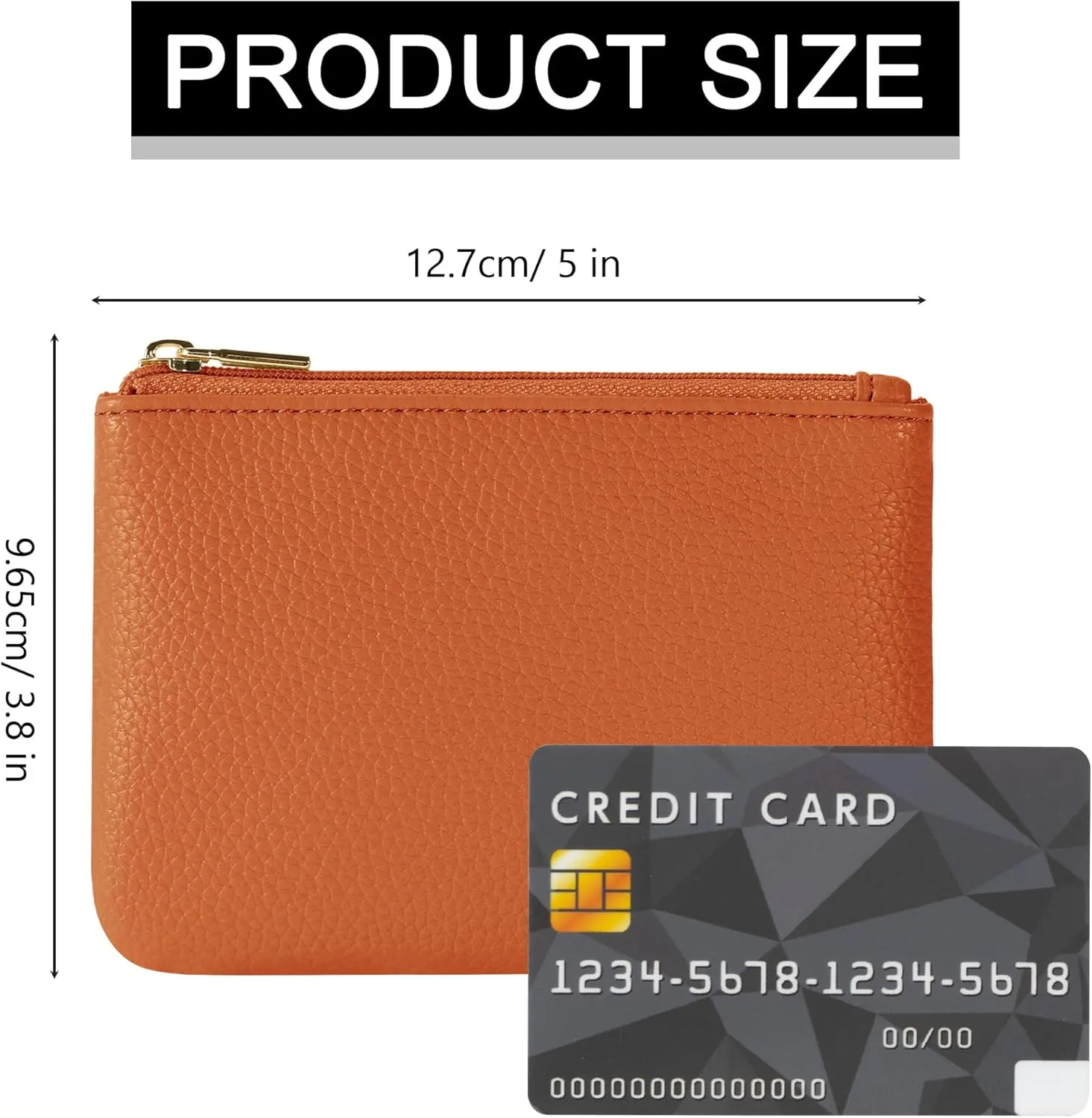 Chelmon PU Leather Coin Purse Pouch Change Holder Small With Zipper for Men Women 2 PCS Set (Black&Brown)