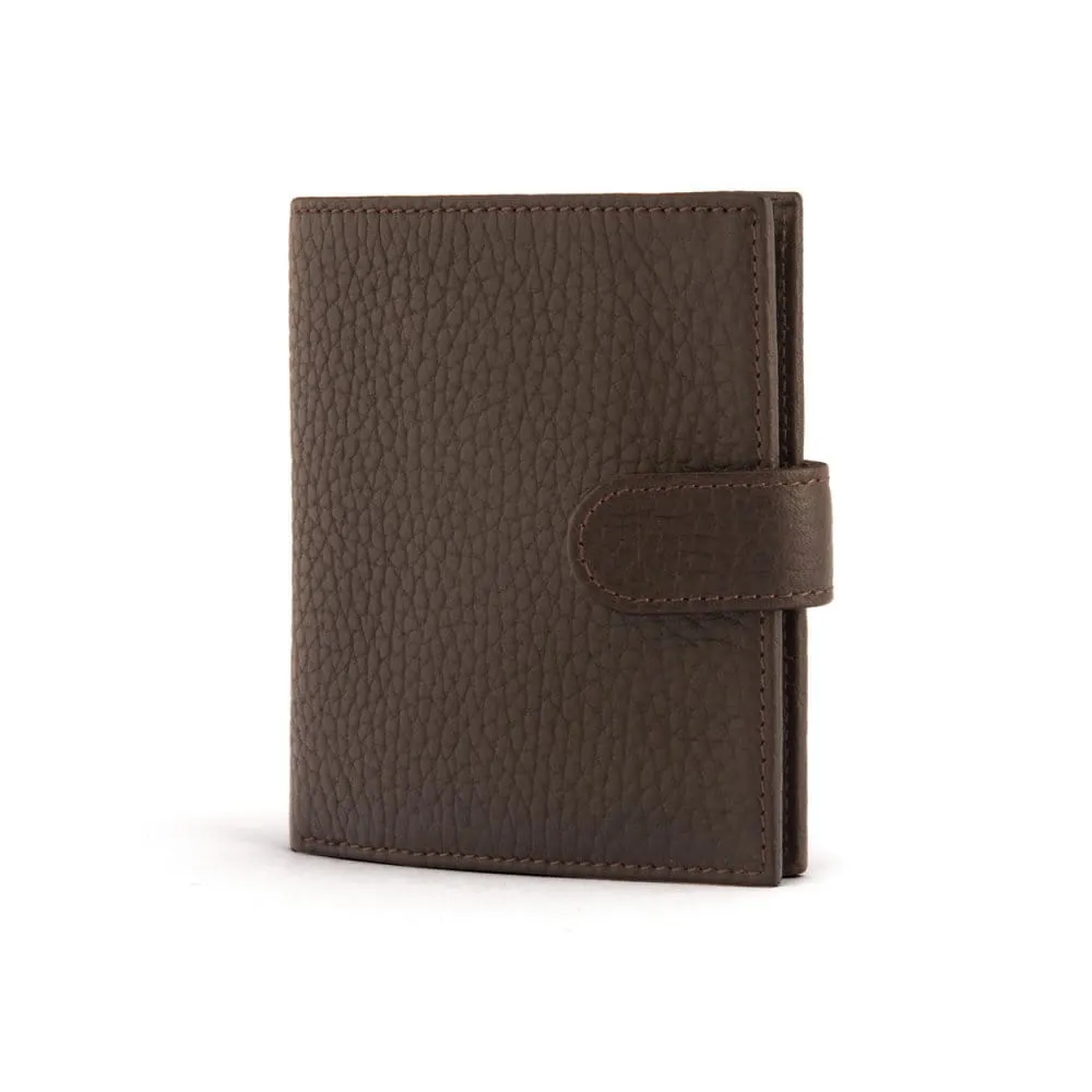 Compact Leather Billfold Wallet With Tab - Brown