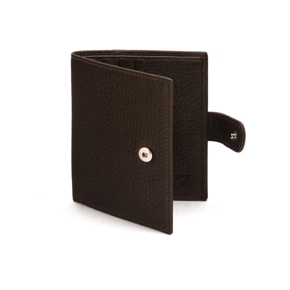 Compact Leather Billfold Wallet With Tab - Brown