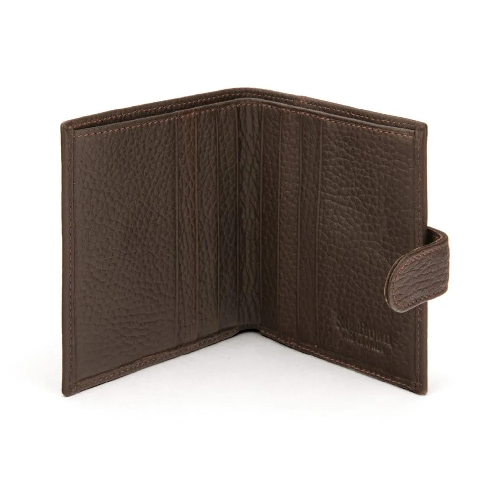 Compact Leather Billfold Wallet With Tab - Brown