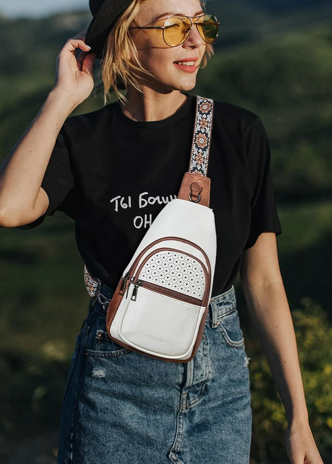 Crossbody Bags for Women 4-Pockets Sling Bag Fanny Pack Chest Purse Backpack Casual Daypacks Travel Shopping