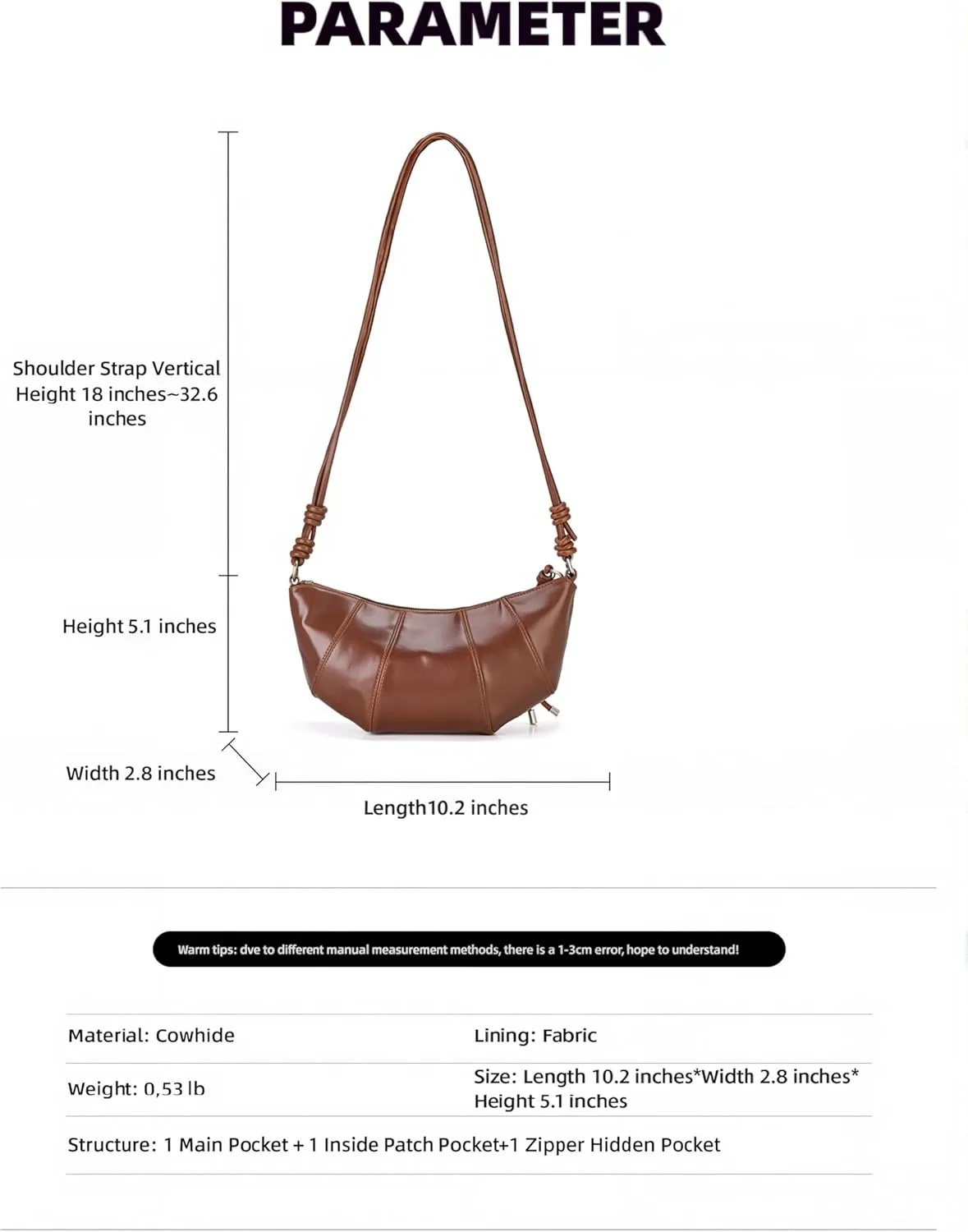 Crossbody Bags for Women Genuine Leather ox horn Satchel Small Shoulder Tote Bag Chic Black Purse (Black)