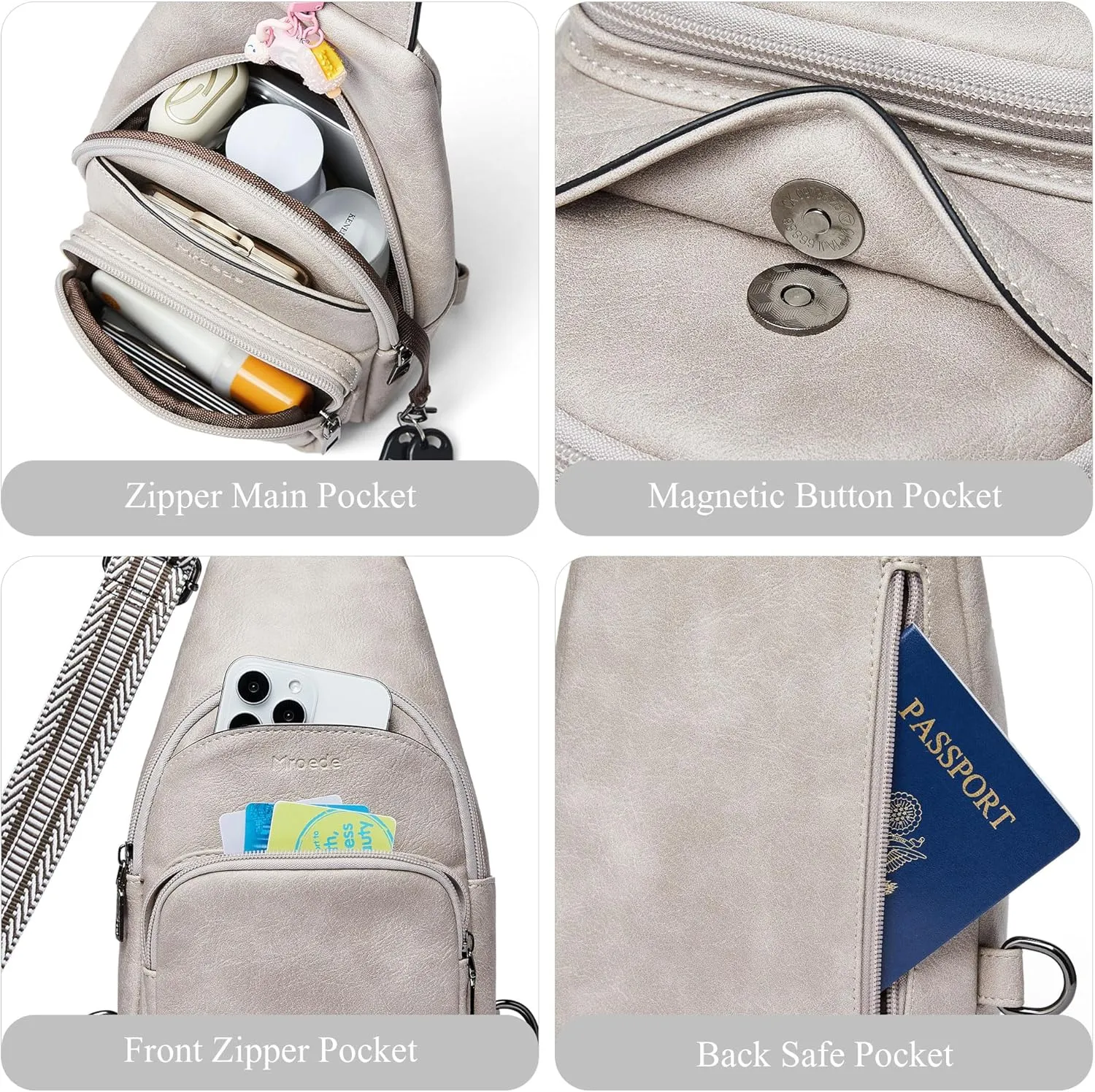 Crossbody Bags for Women Sling Bag Fanny Pack Casual Daypacks Small Backpack Chest Travel Purse Anti Theft