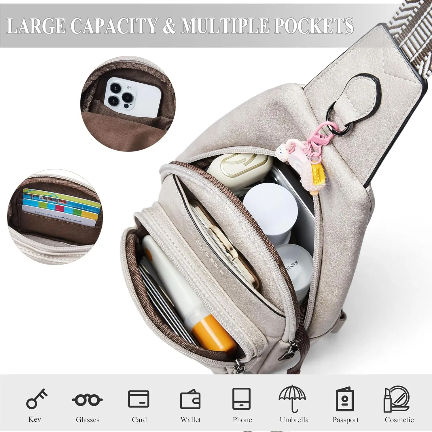 Crossbody Bags for Women Sling Bag Fanny Pack Casual Daypacks Small Backpack Chest Travel Purse Anti Theft