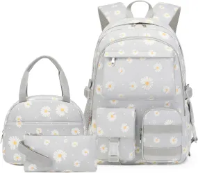 Daisy Backpack for School Backpack for Girls Backpack with Lunch Box Bookbag Set Backpacks for Teen Girls