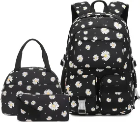 Daisy Backpack for School Backpack for Girls Backpack with Lunch Box Bookbag Set Backpacks for Teen Girls