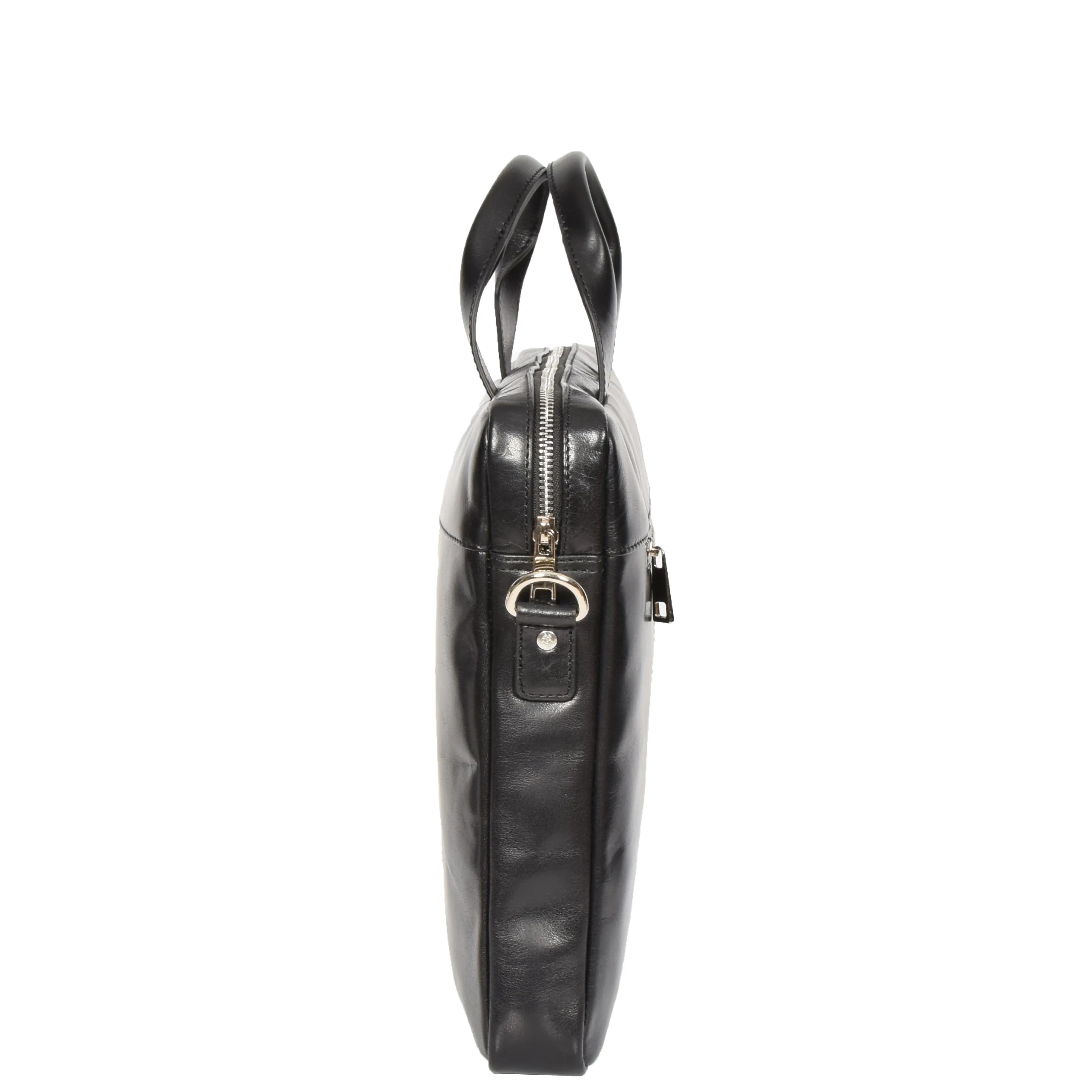DR383 Slimline Cross Body Leather Briefcase Black