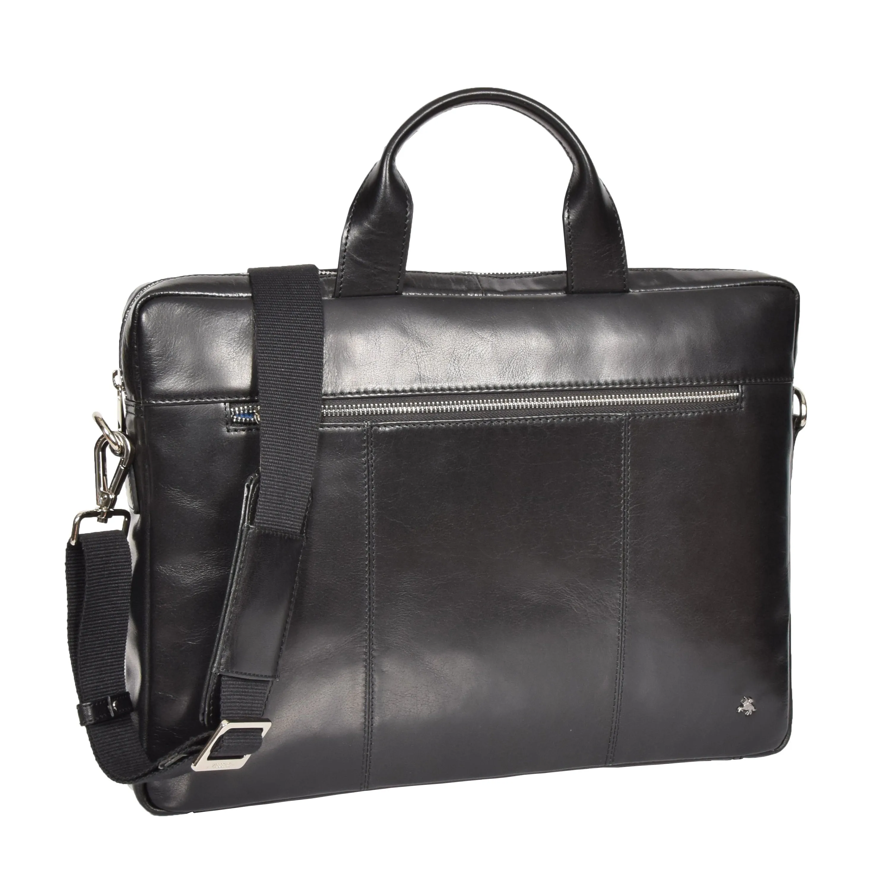 DR383 Slimline Cross Body Leather Briefcase Black