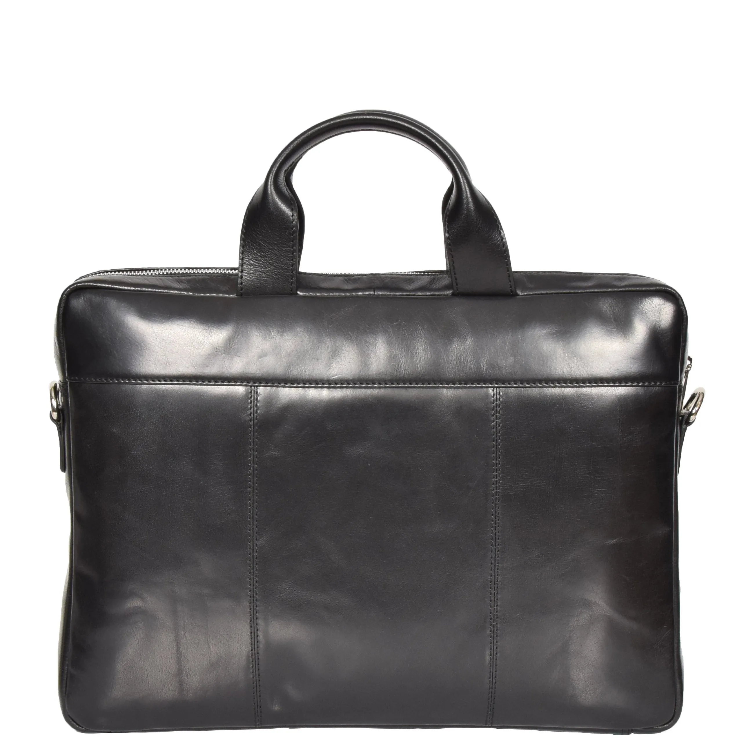 DR383 Slimline Cross Body Leather Briefcase Black
