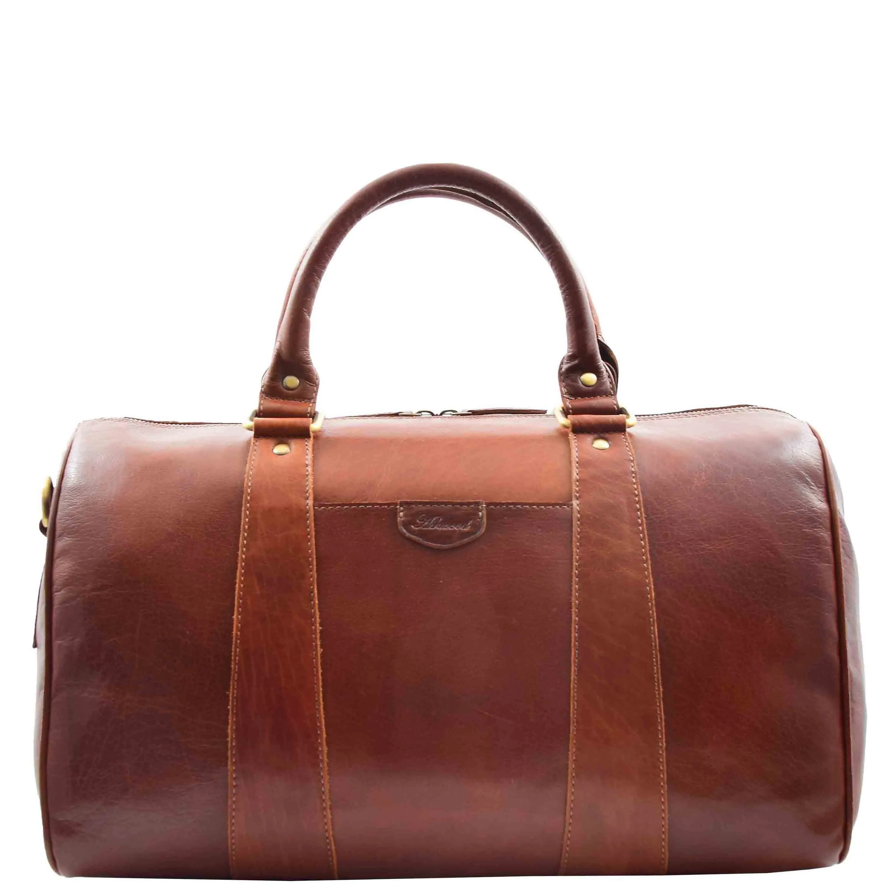 DR556 Real Leather Two Tone Classic Weekend Bag Chestnut