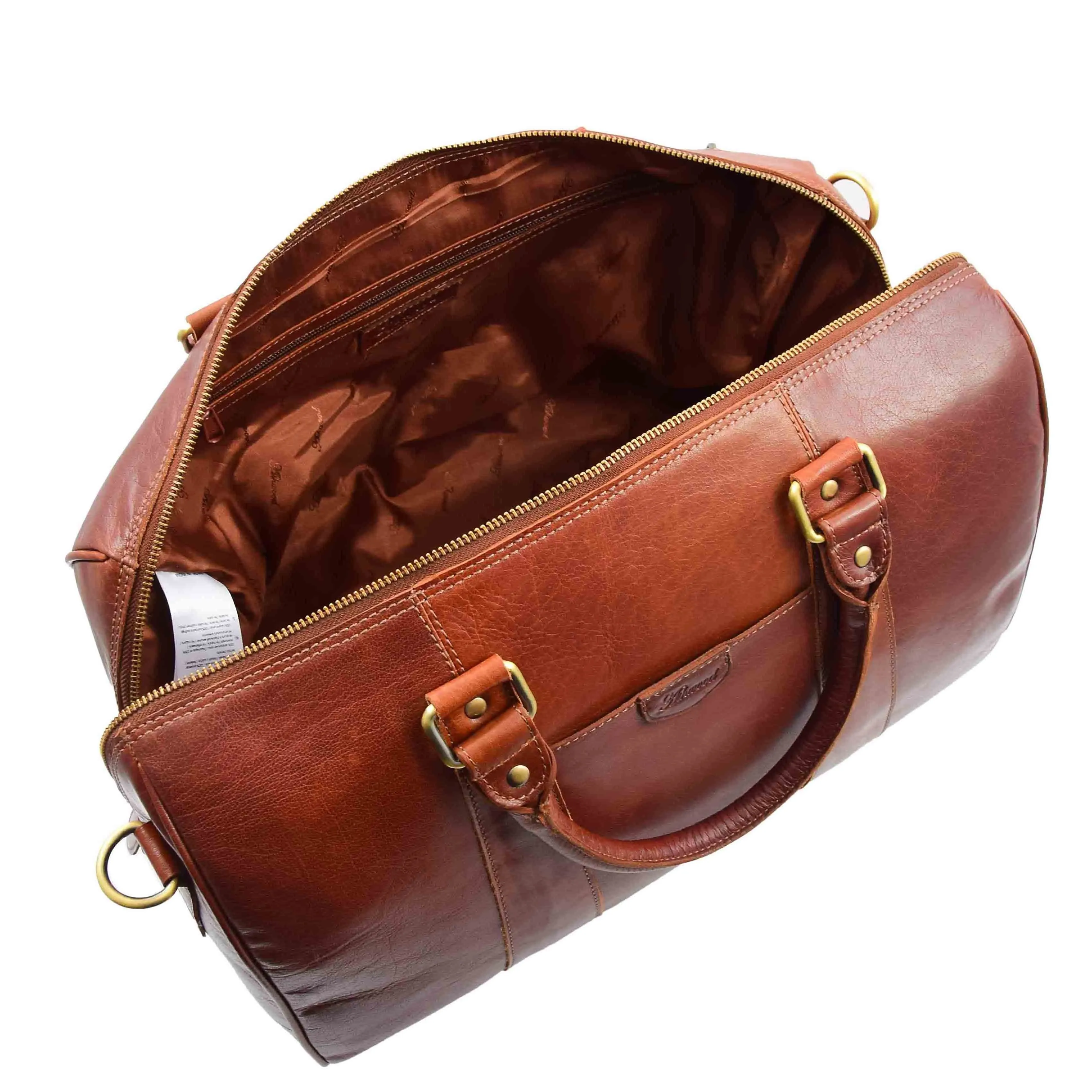 DR556 Real Leather Two Tone Classic Weekend Bag Chestnut