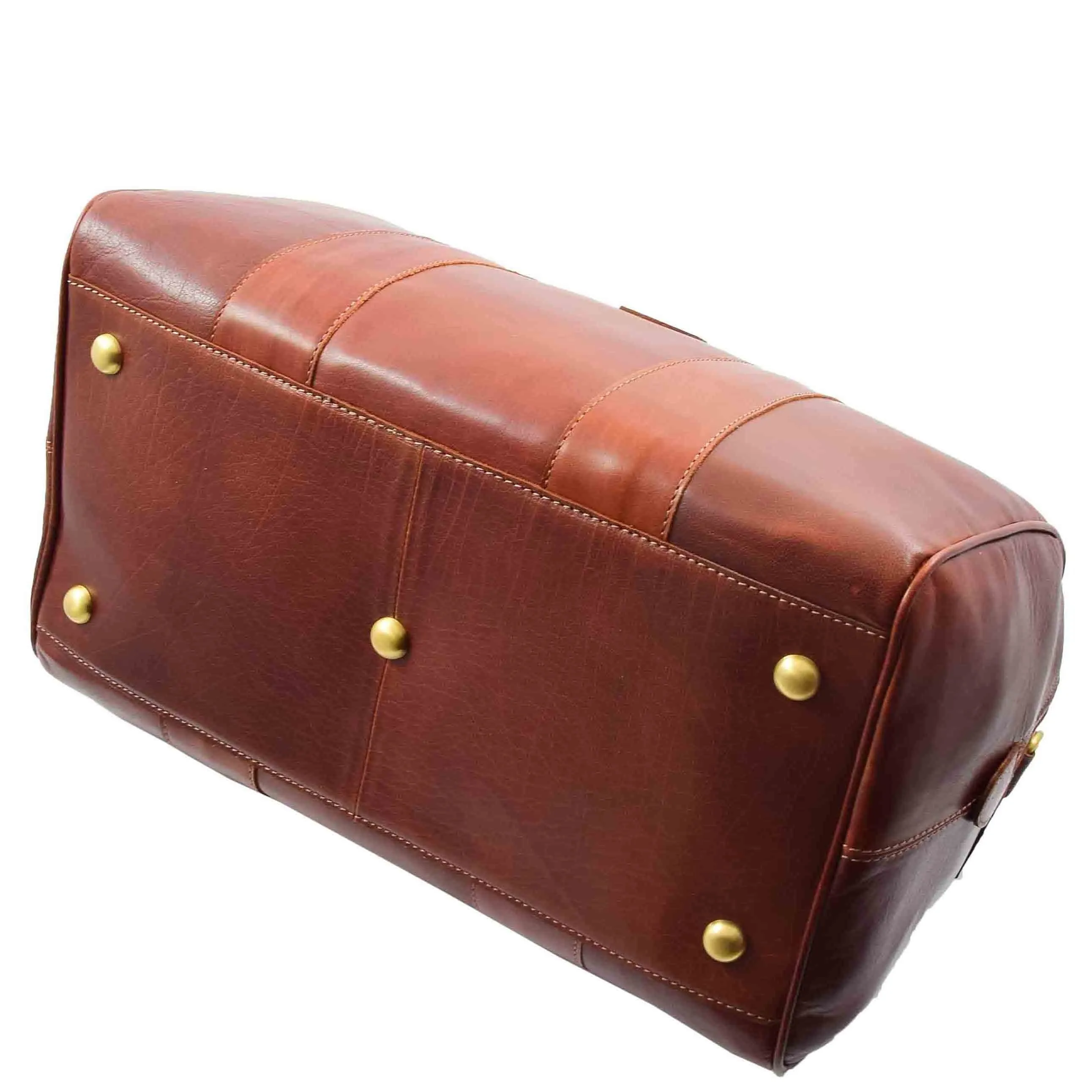 DR556 Real Leather Two Tone Classic Weekend Bag Chestnut