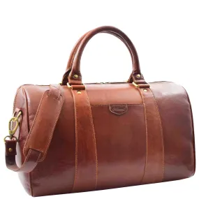 DR556 Real Leather Two Tone Classic Weekend Bag Chestnut