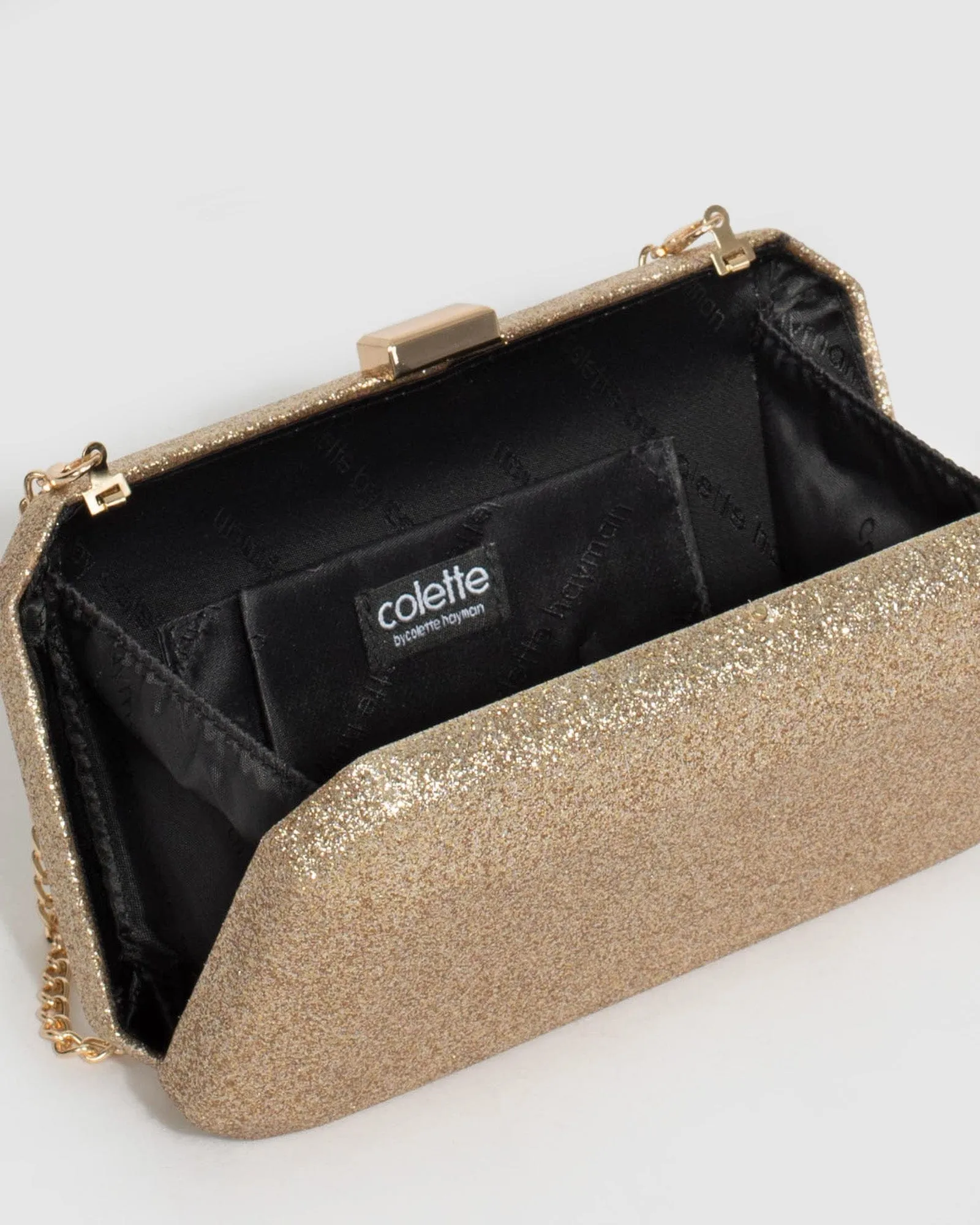 Gold Bonita Hardcase Clutch Bag