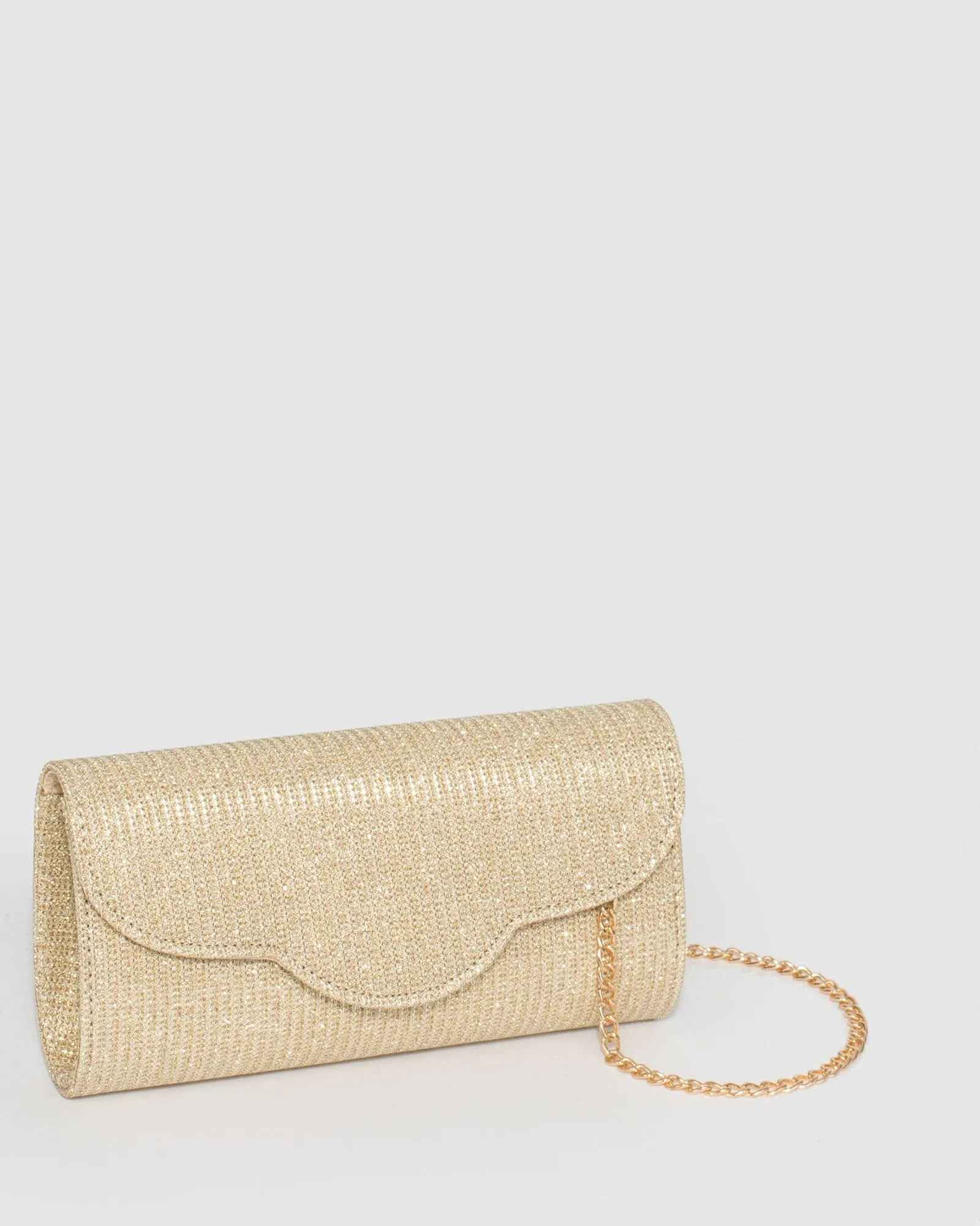 Gold Verna Glitter Clutch Bag