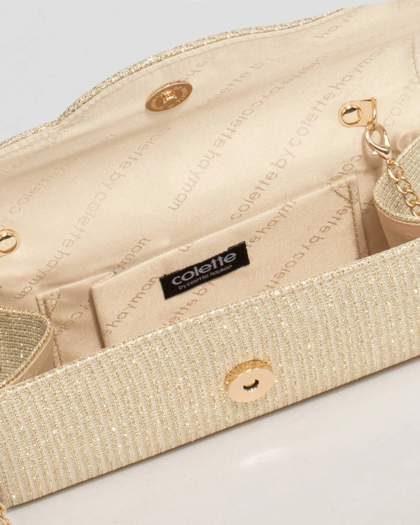 Gold Verna Glitter Clutch Bag