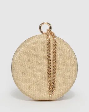 Gold Yuki Round Clutch Bag