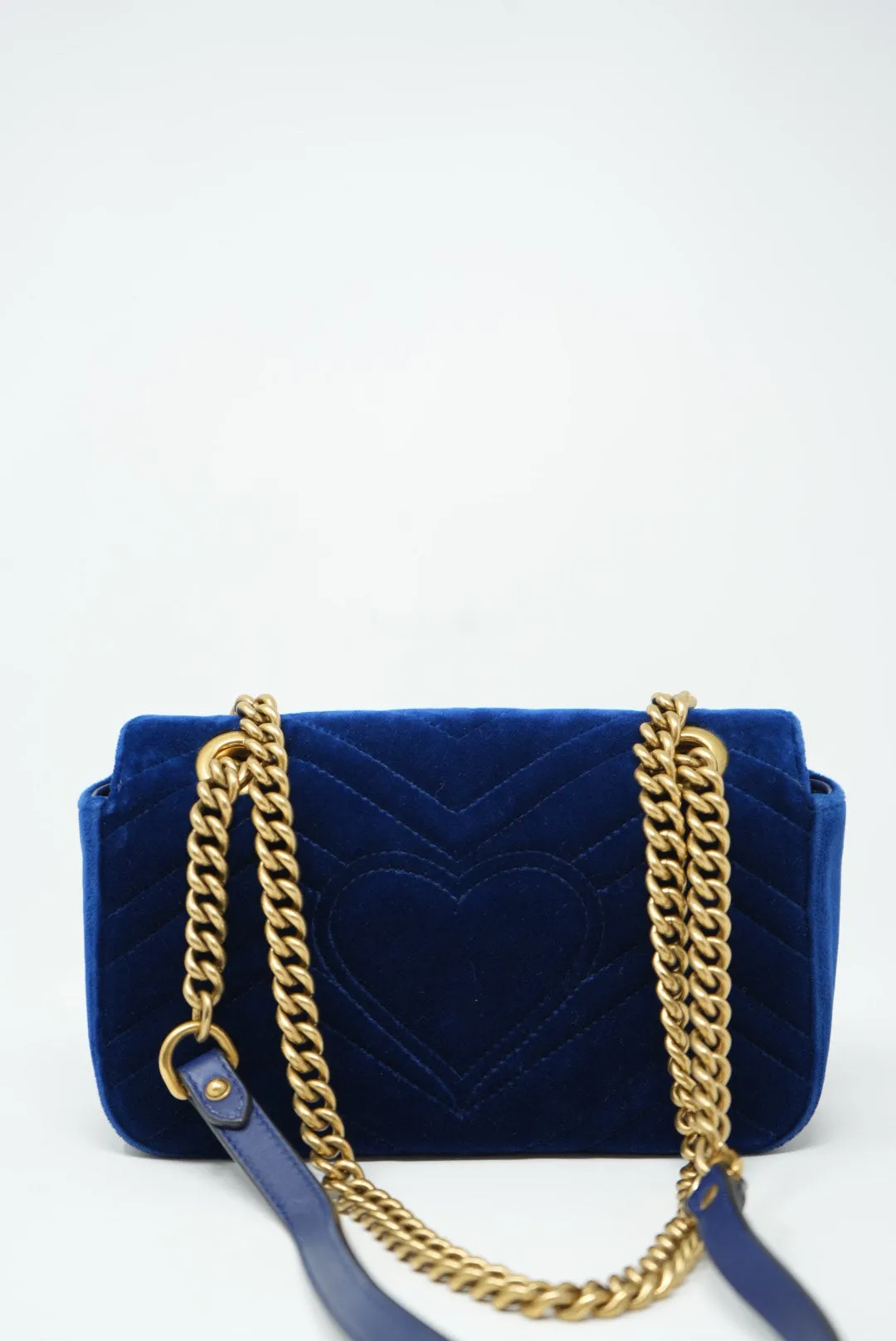 Gucci Small Velvet Marmont Shoulder Bag Blue