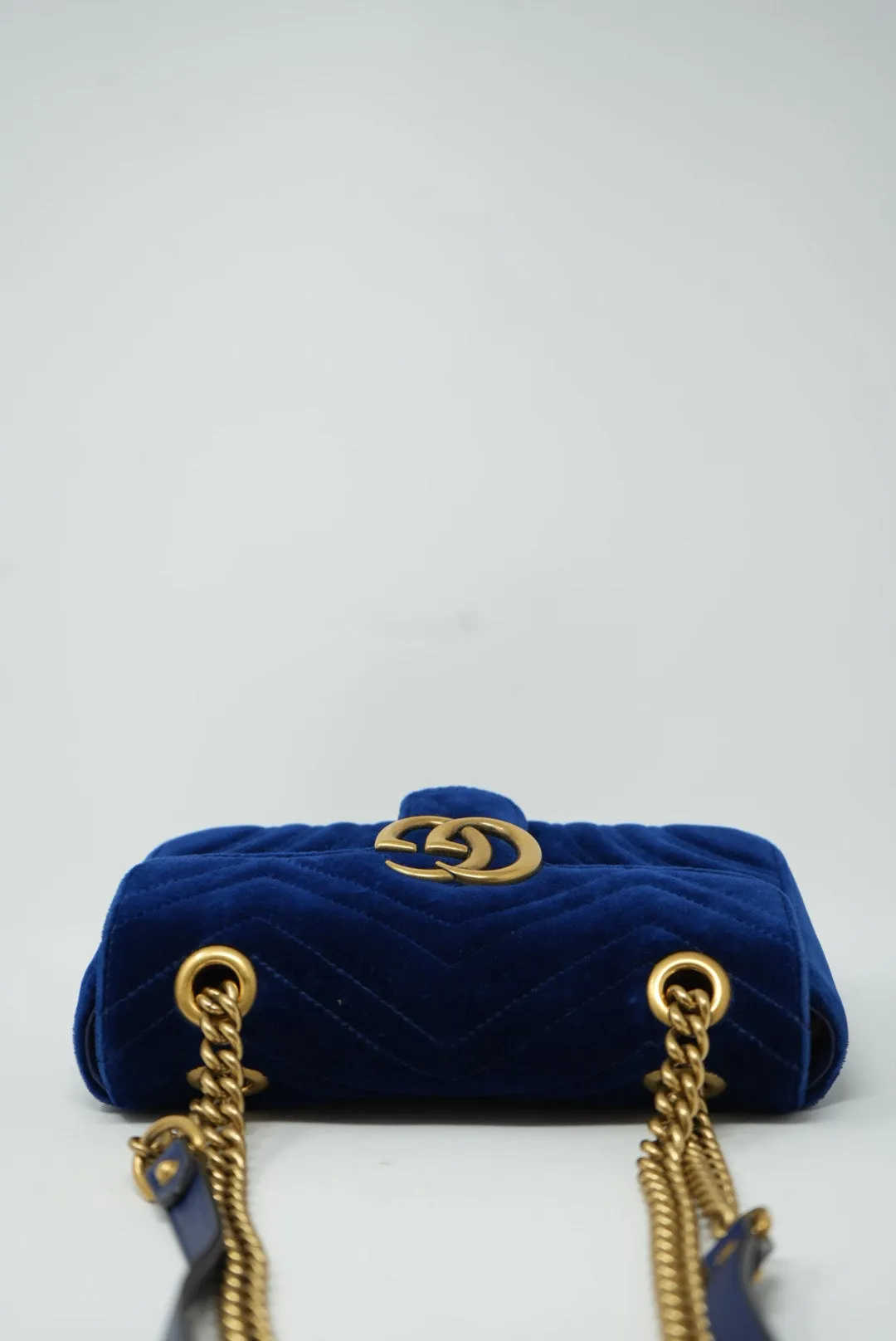 Gucci Small Velvet Marmont Shoulder Bag Blue