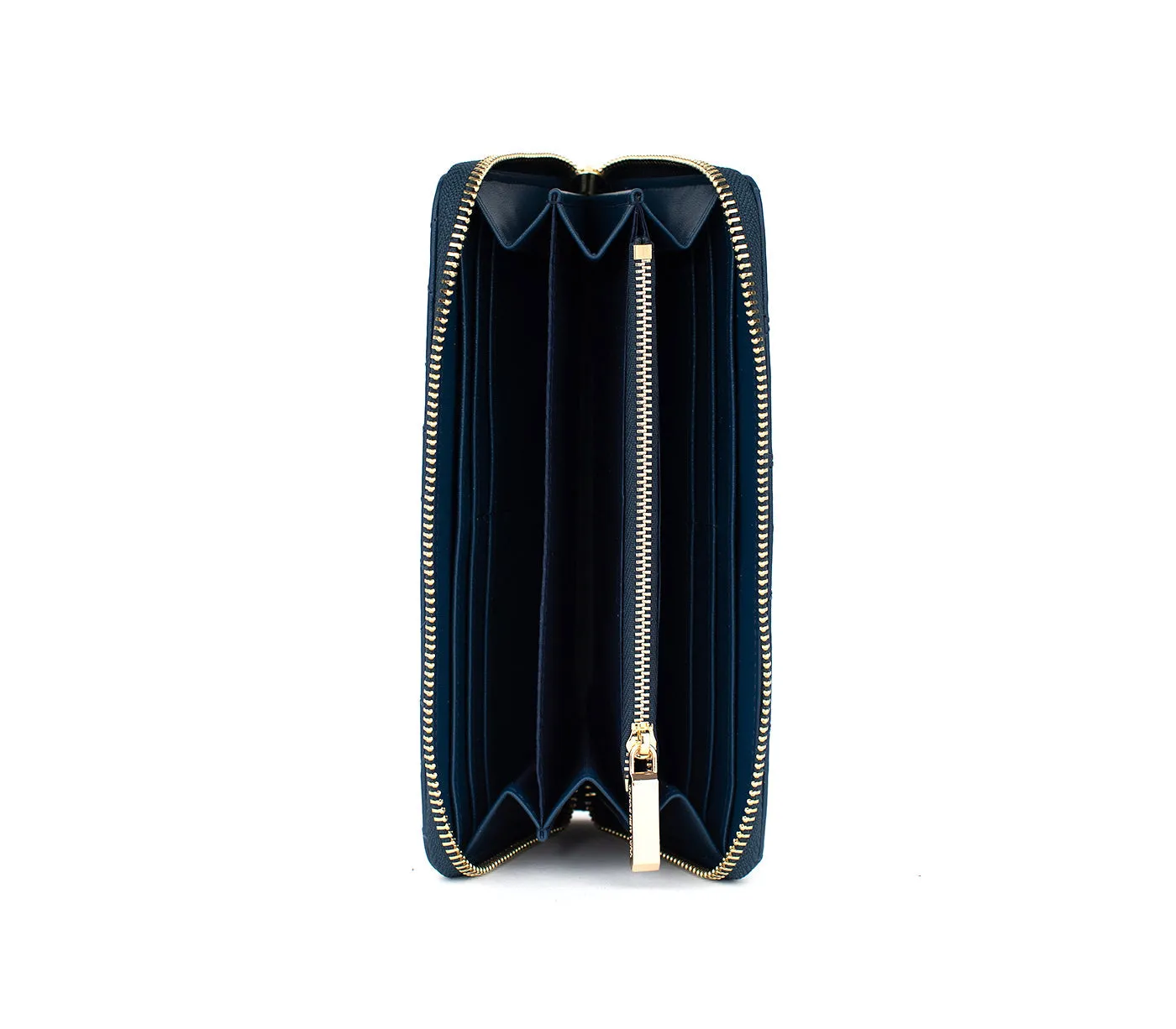 Gunas New York Uptown Quilted Navy Zipper Wallet