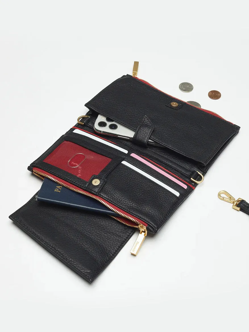 Hammitt Los Angeles Levy Clutch in Black w/Red Zip