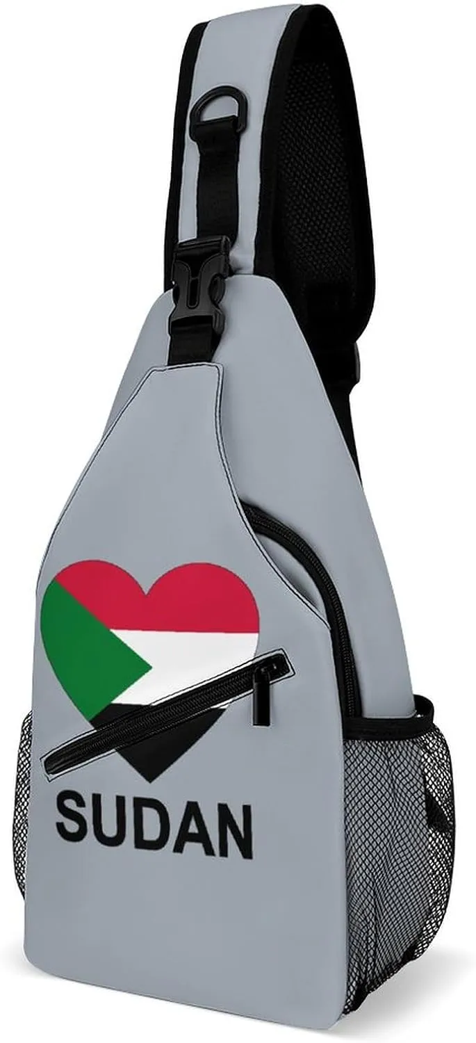 Love Sudan Chest Bag for Men Backpack Crossbody Sling Bags Travel Daypack for Outdoors Hiking