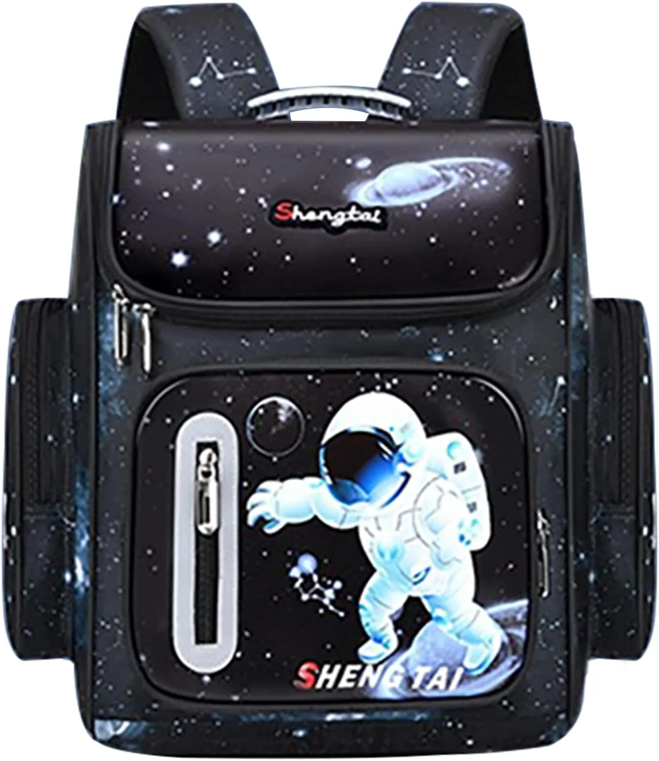 MCWTH Astronaut School Backpack for Boys Large Capacity Waterproof Light Weight Schoolbag Bookbag for Kids Primary School Student (Black)