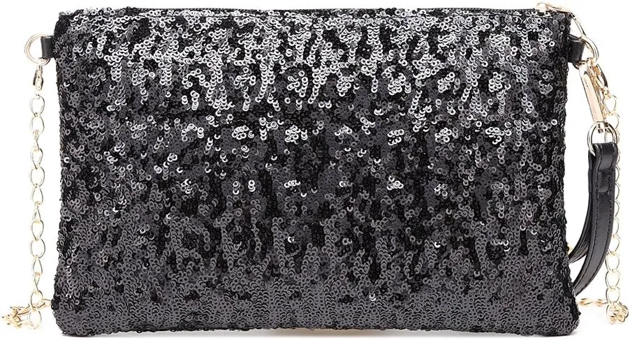 Miss Lulu Clutches Damen Kleine Kettentasche Damen Brieftaschen Umhngetasche Clutches Schultertasche Party Pailletten Synthetische