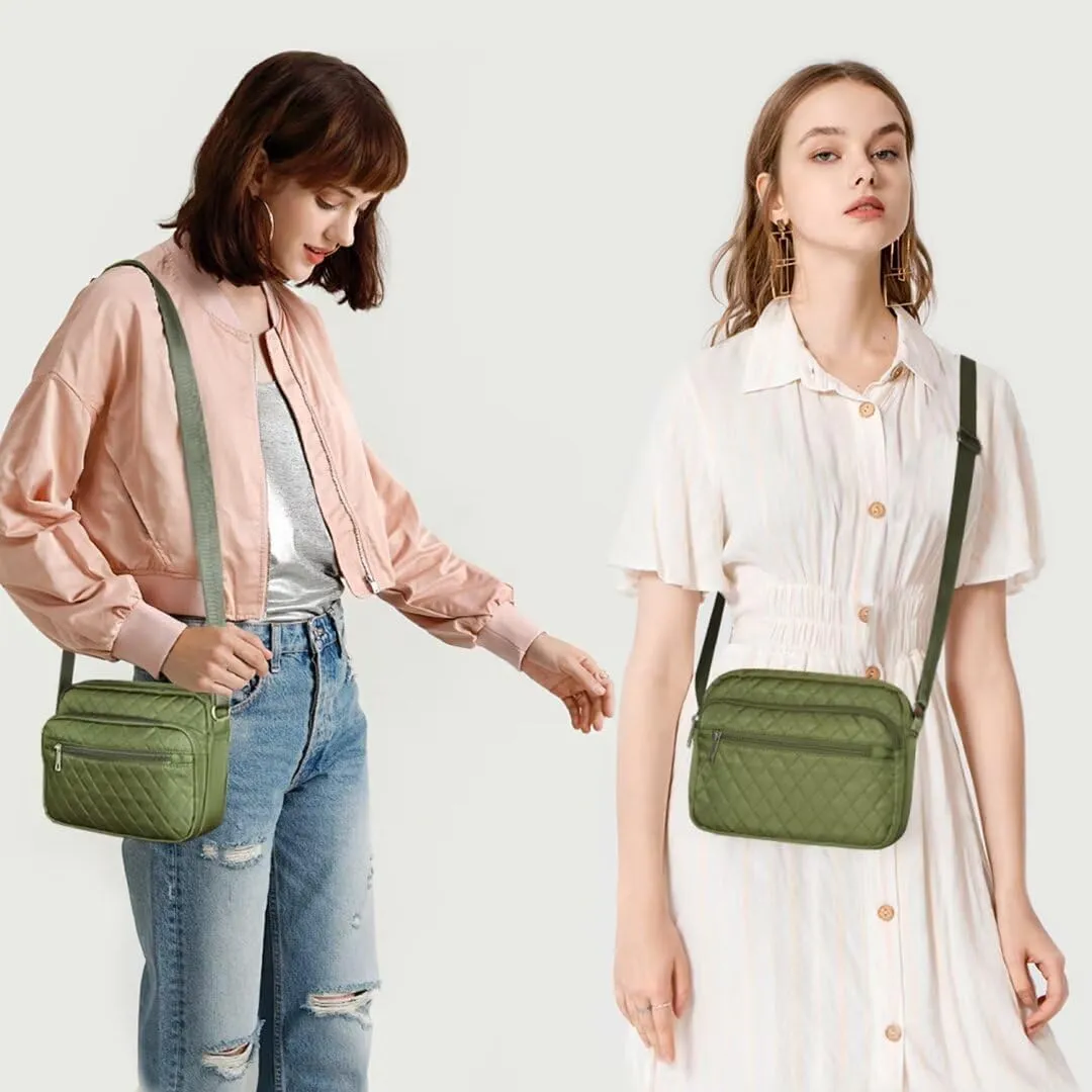 Nylon Crossbody Bags for Women Trendy Quilted Cross Body Purse Medium Crossbody Purses Fashion Ladies Messenger Shoulder Bag
