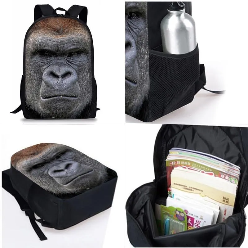 Orangutan Backpack Youth Leisure School Bag Lunch Box Pencil and pencil Case 3-in-1 Set (Color 3)