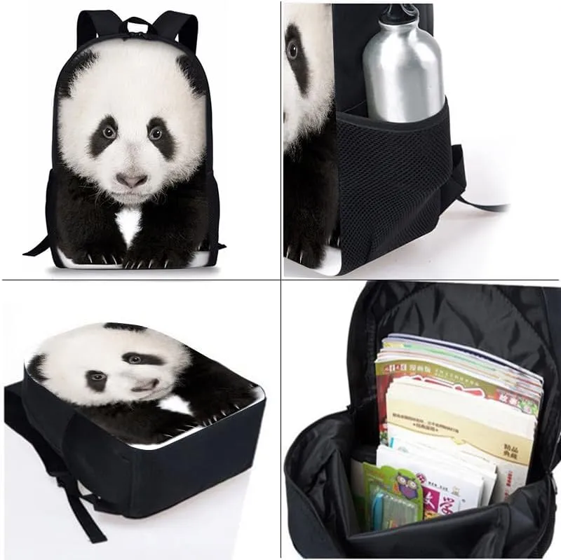 Panda Backpack Youth Leisure School Bag Lunch Box Pencil and pencil Case 3-in-1 Set (Color 5)