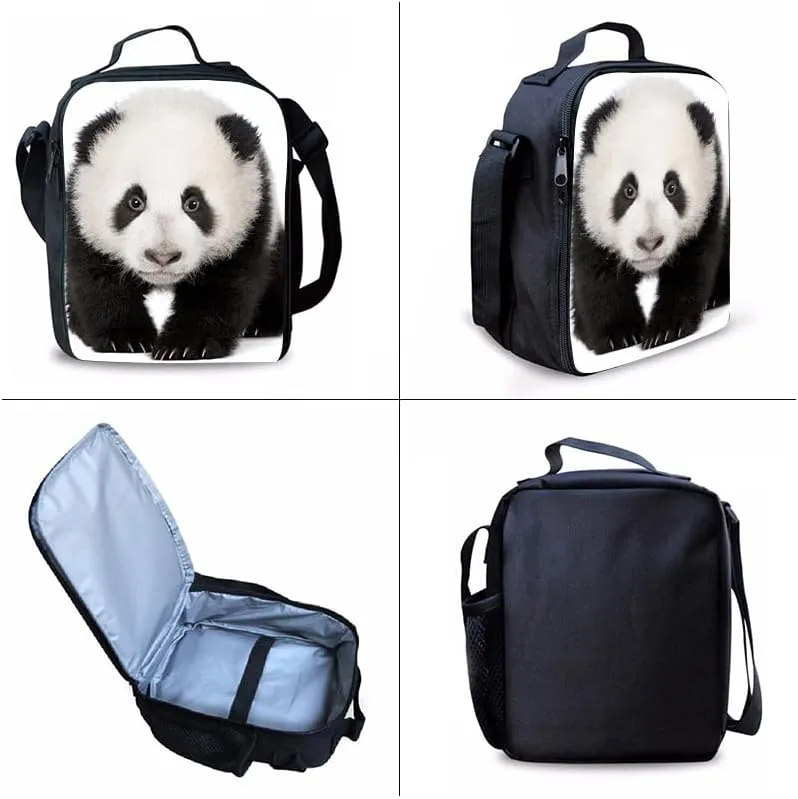 Panda Backpack Youth Leisure School Bag Lunch Box Pencil and pencil Case 3-in-1 Set (Color 5)