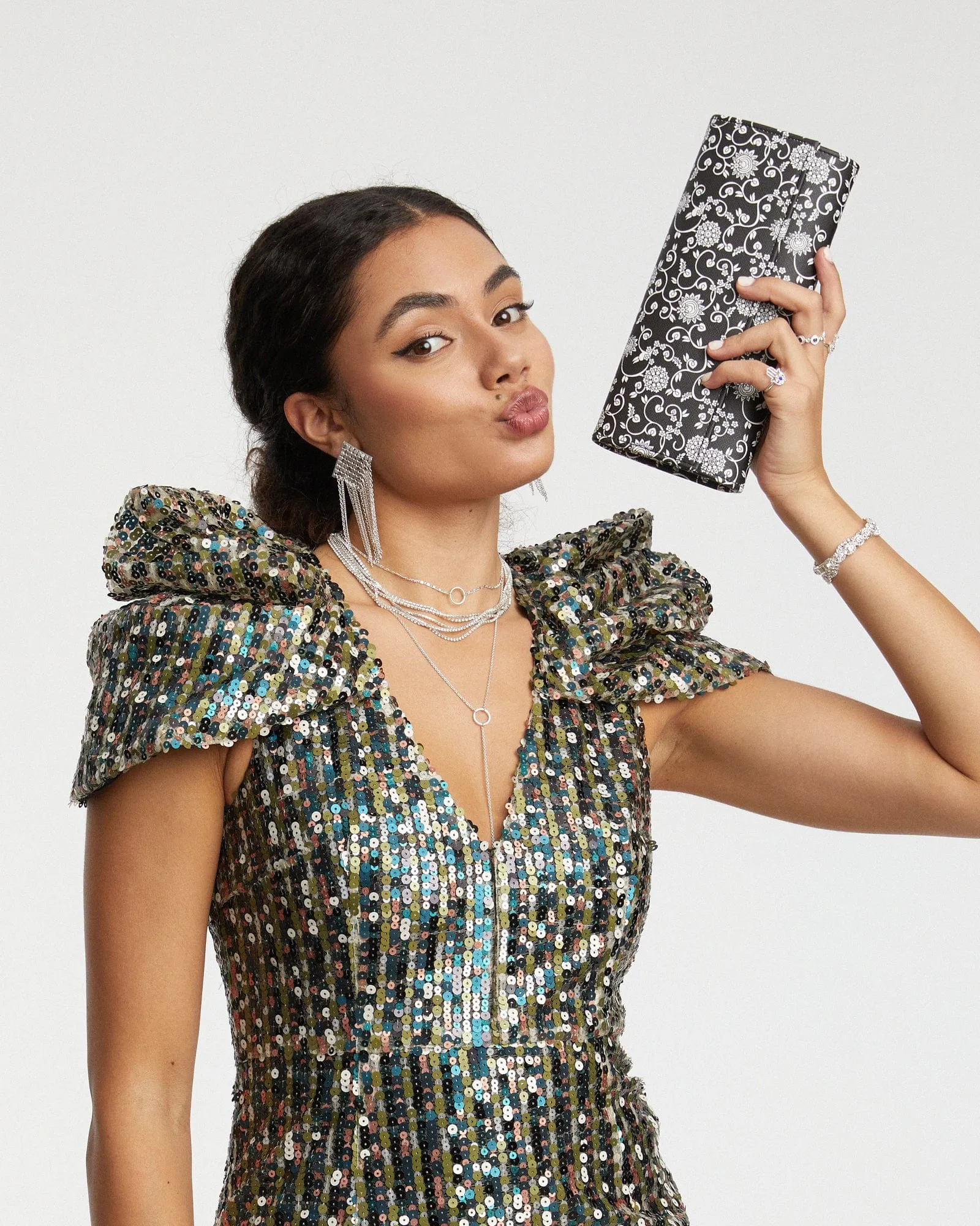 Print Nolene Plain Clutch Bag