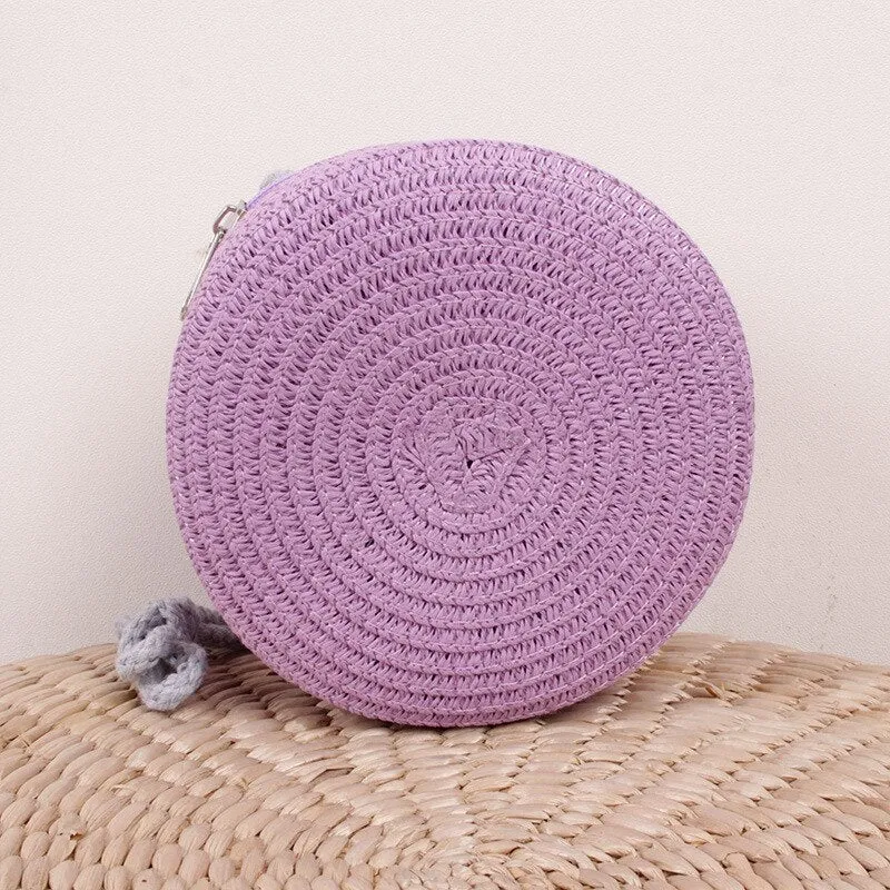 Round Straw Cross Body Bags