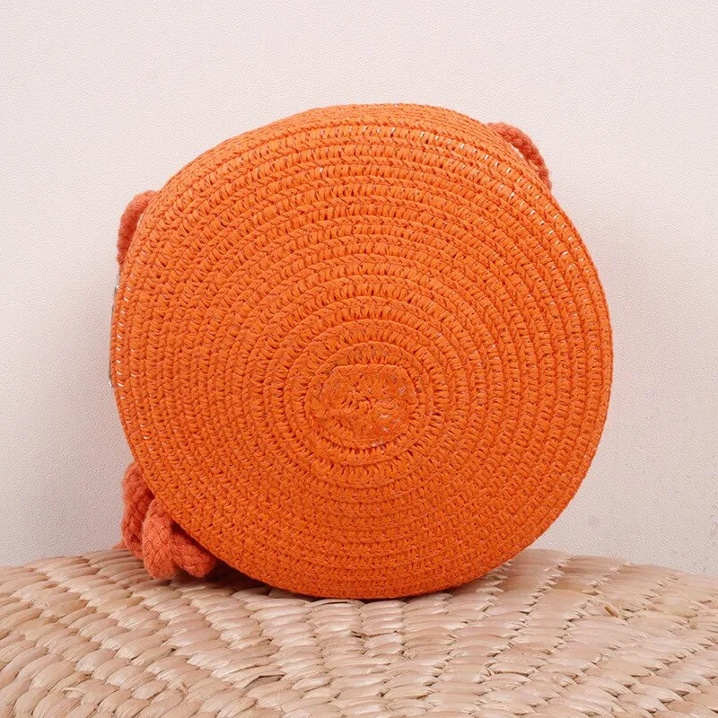 Round Straw Cross Body Bags