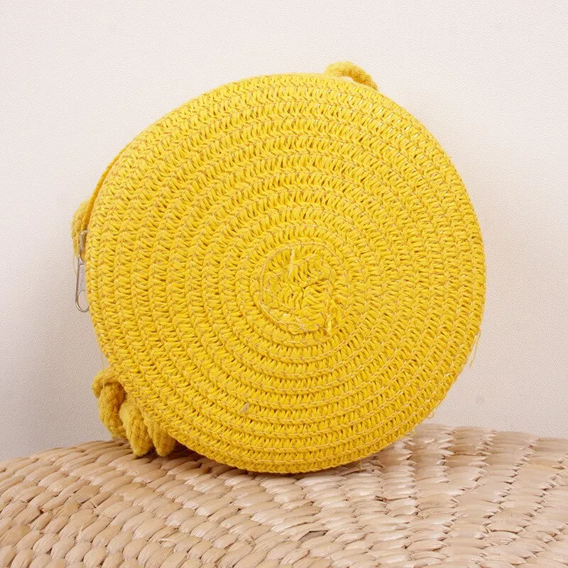 Round Straw Cross Body Bags