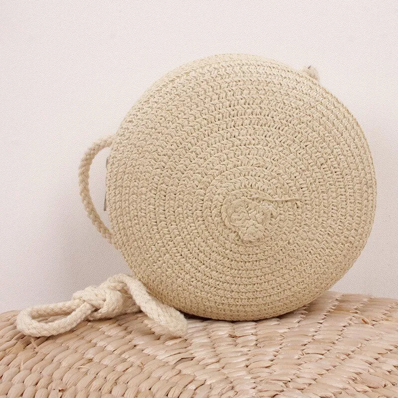 Round Straw Cross Body Bags