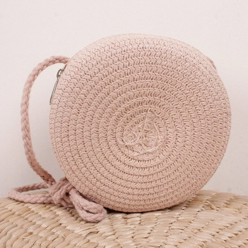 Round Straw Cross Body Bags