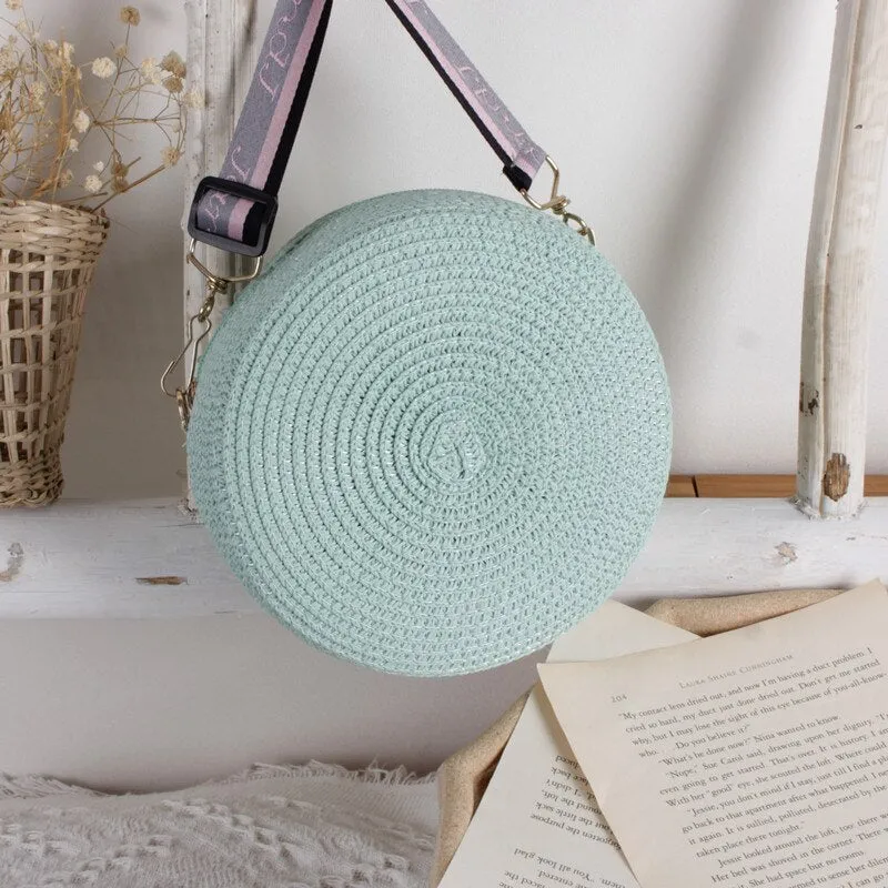 Round Straw Cross Body Bags
