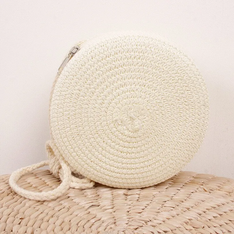 Round Straw Cross Body Bags