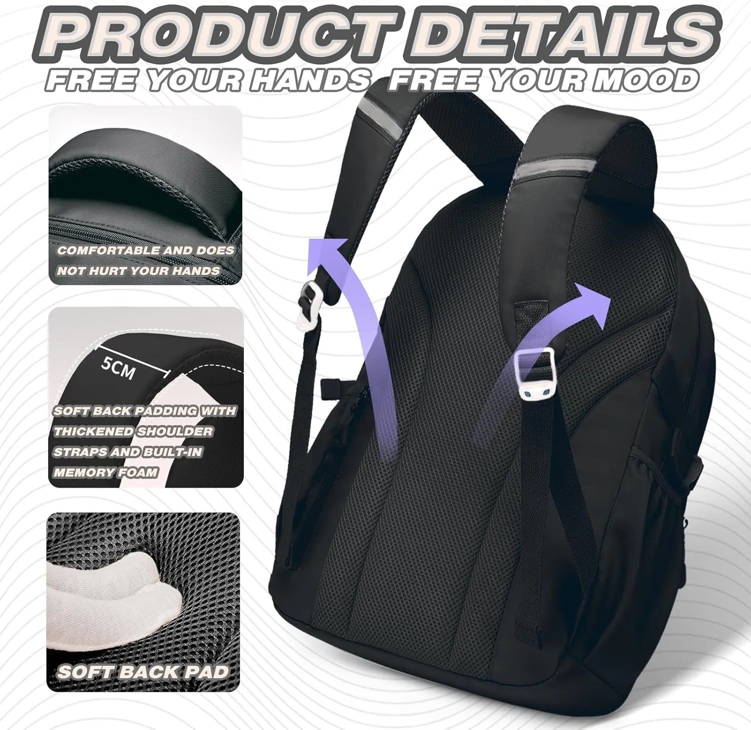 School Backpacks for Girls, Middle Schoolbag Elementary Student Bookbag, Large Casual School Daypacks for Teens Girls (Black)