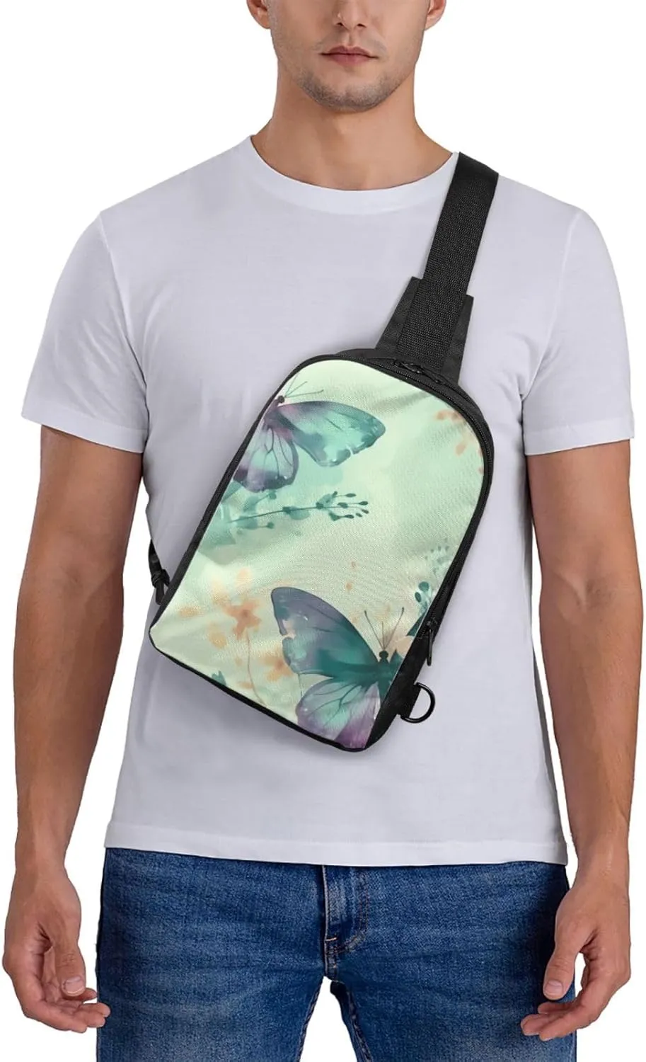 Sling bag for Women Men Trendy Sling Bakpack Casual Chest Bag Blue and Purple Fanny Pack for Travel Hiking